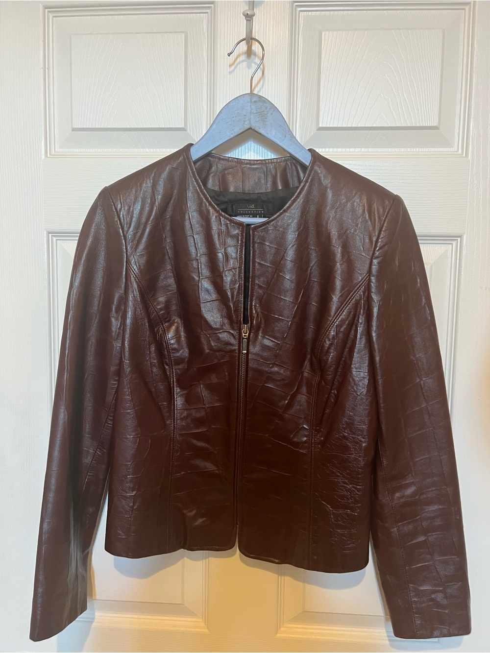 ALOHA Collection Brown Croc-Texture Leather Jacket